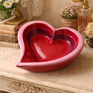 Handmade Heart Shaped Striped Bowl or Jewelry Bowl